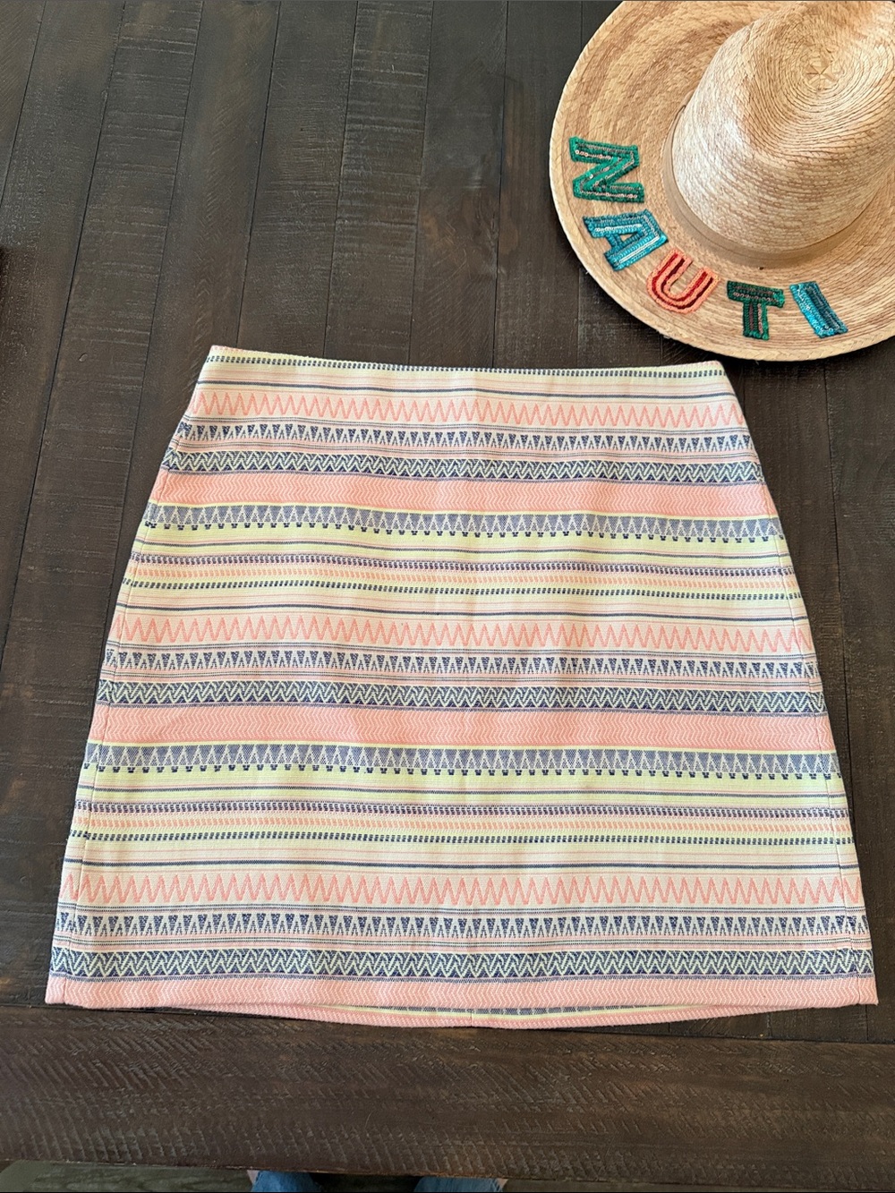 Ann Taylor LOFT Pink Striped A-Line Mini Skirt